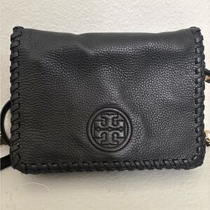 Tory Burch Black Leather Bag with Logo